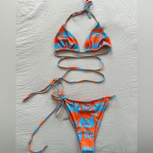 Vibrant Orange and Blue Women Bikini